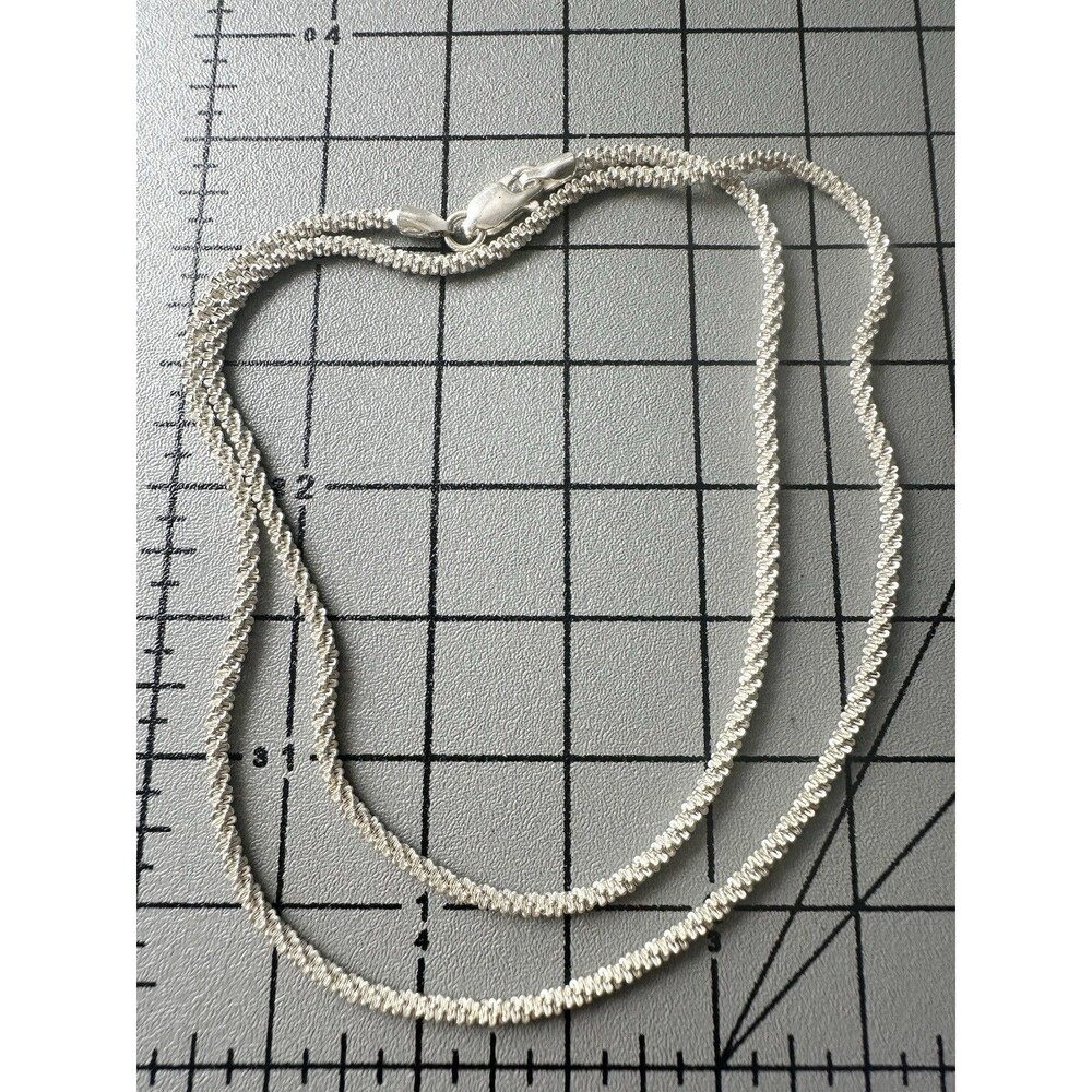 Silver Plated Mesh Popcorn Chain Necklace 18”